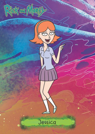 A Jessica card from the upcoming Rick & Morty trading card set.